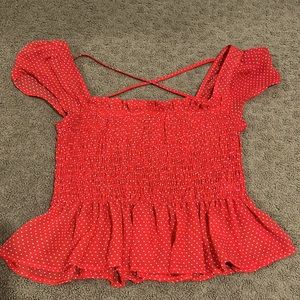 Cute red crop top with polkadots